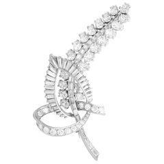 Vintage 8.25 Carat Diamond and Platinum Spray Brooch, Circa 1950