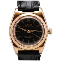 Rolex Rose Gold Chronometre Bubble Back Wristwatch Ref 3065