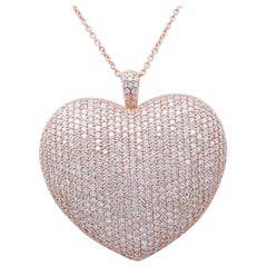 15,07 carati di diamanti, oro rosa 18 carati, la più grande collana con ciondolo a forma di cuore