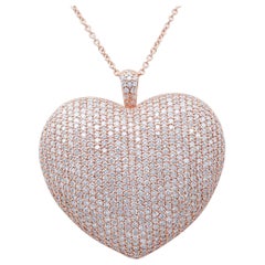 15.07 Ct Diamonds, 18 Karat Rose Gold the Biggest Heart Shape Pendant Necklace