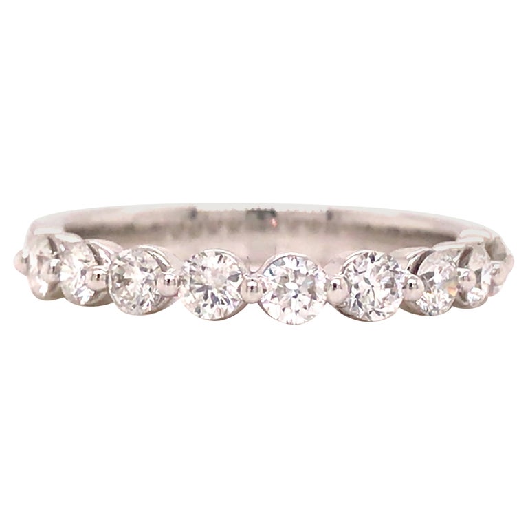 14K Round Diamond Halfway Eternity Band White Gold For Sale at 1stDibs