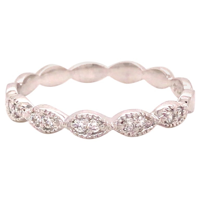 14K Diamond Marquise Shape Cluster Band White Gold at 1stDibs