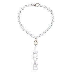 CLARISSA BRONFMAN Sterling Silver 14kgold Diamond LOVE Vertical Pendant Necklace