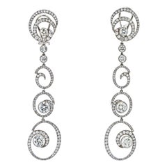 Swirl Design 18K Gold Diamond Earrings 7.85 TCW