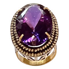 Amethyst 19 Carats with Pave Diamonds Ring