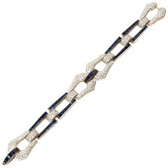Art Deco Style Sapphire Diamond Gold Bracelet