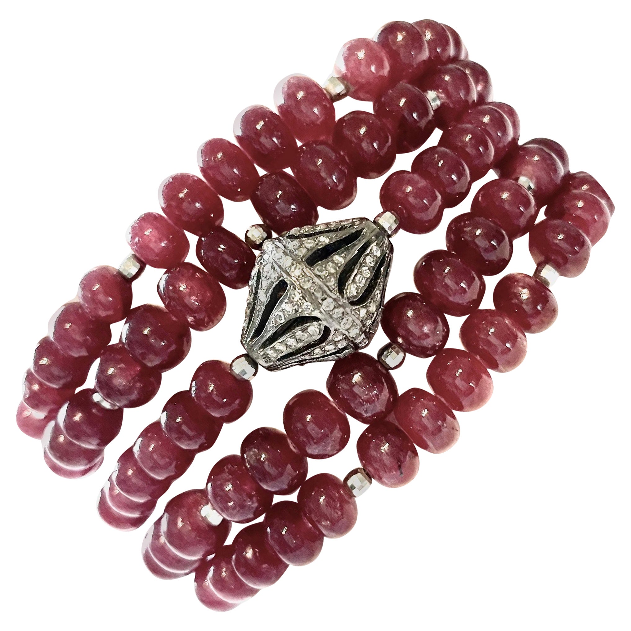 Ruby and Diamond Multi-Strand Bracelet For Sale at 1stDibs