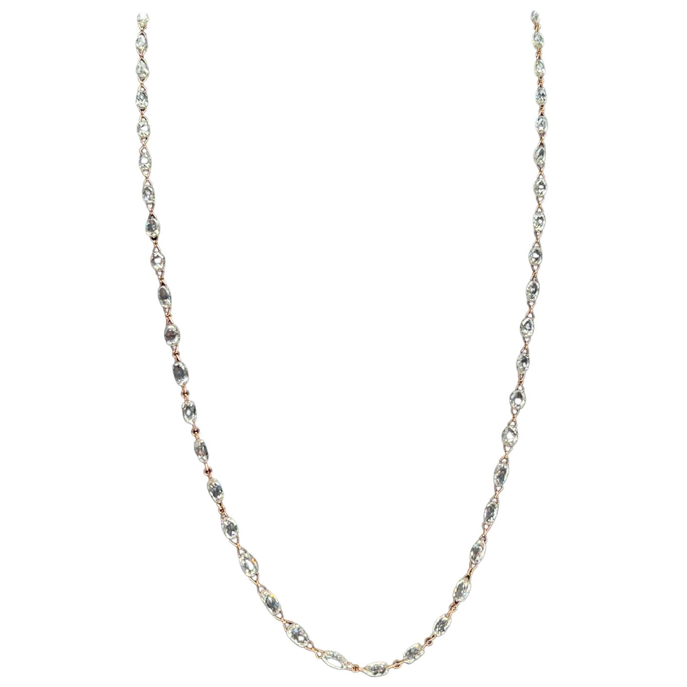Panim 19.87 Carats Diamond Briolette Chain Necklace in 18k Yellow Gold For Sale