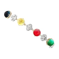Antique Gemstone and Yellow Gold Bracelet and Pendant Suite