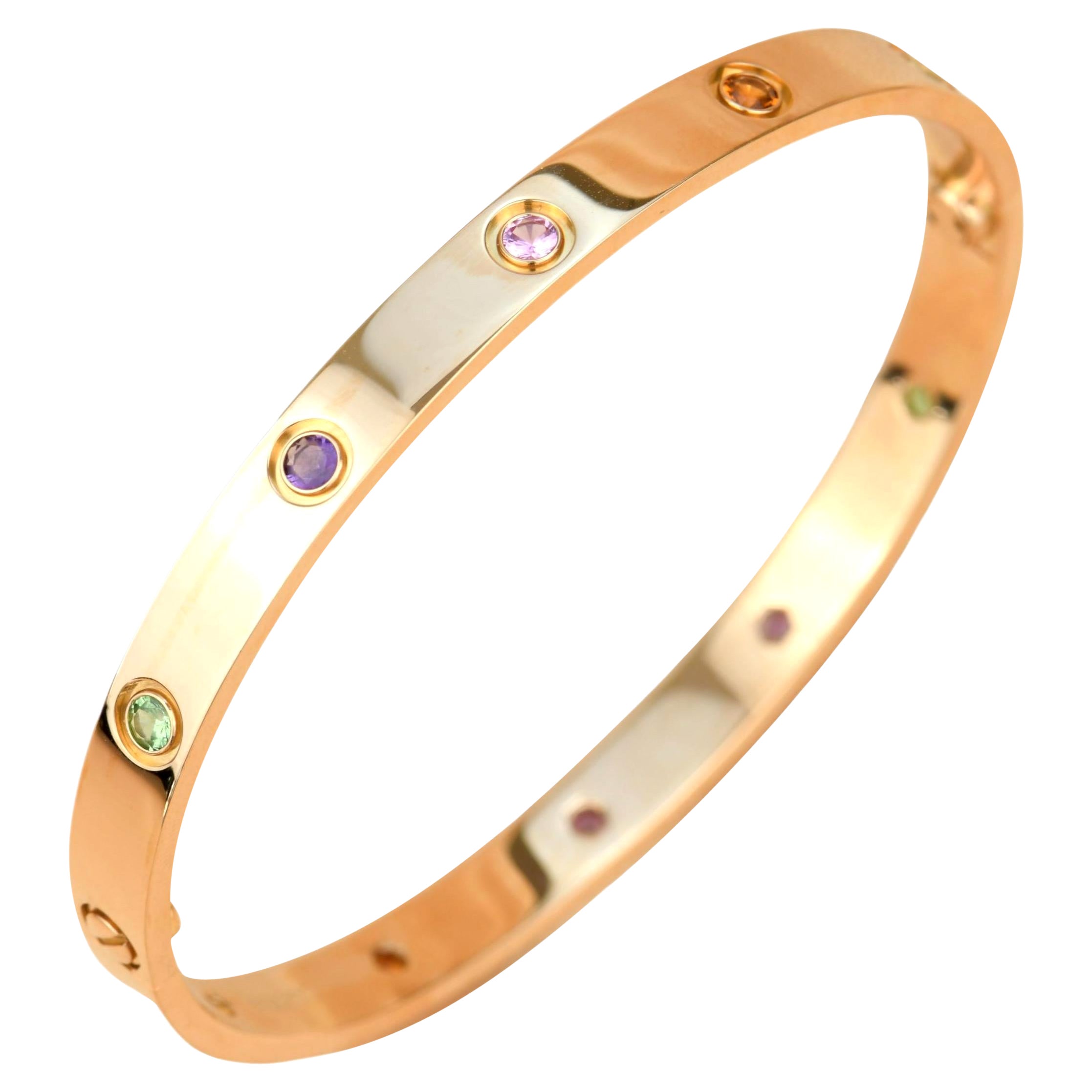 Cartier Love Bracelet Multi Gem Rainbow Rose Gold at 1stDibs | cartier  rainbow love bracelet, cartier love bracelet sapphire