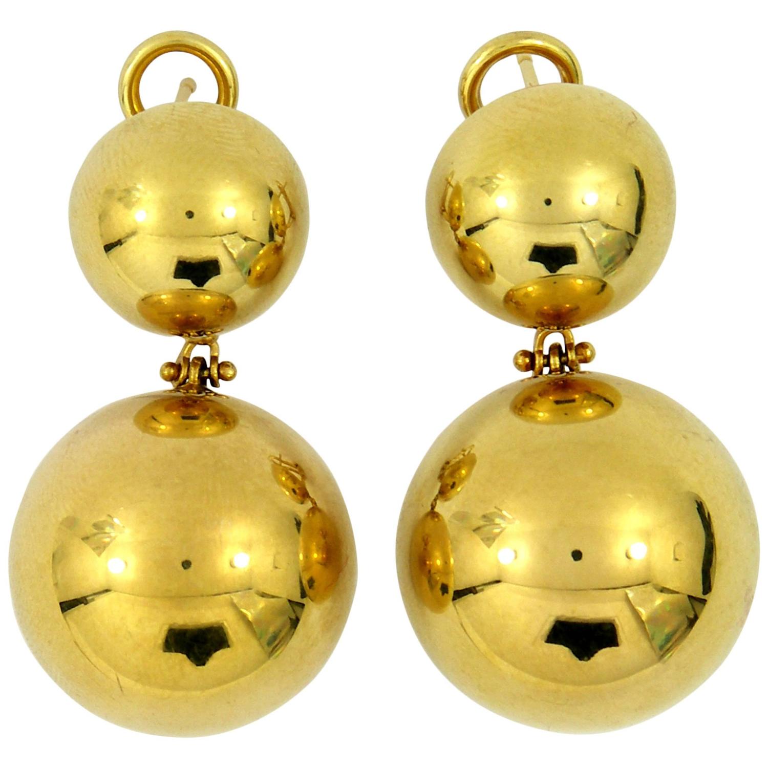 Hanging Gold Ball Earrings at 1stdibs