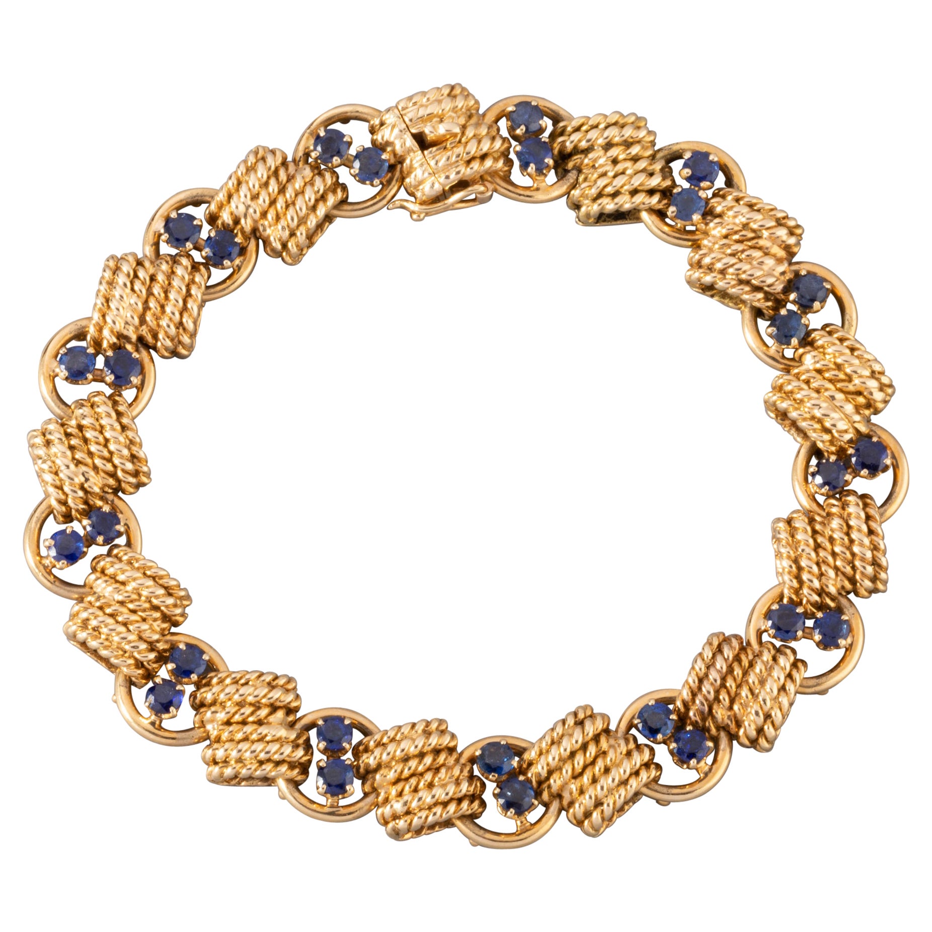 Gold and Sapphires Van Cleef & Arpels Vintage Bracelet For Sale