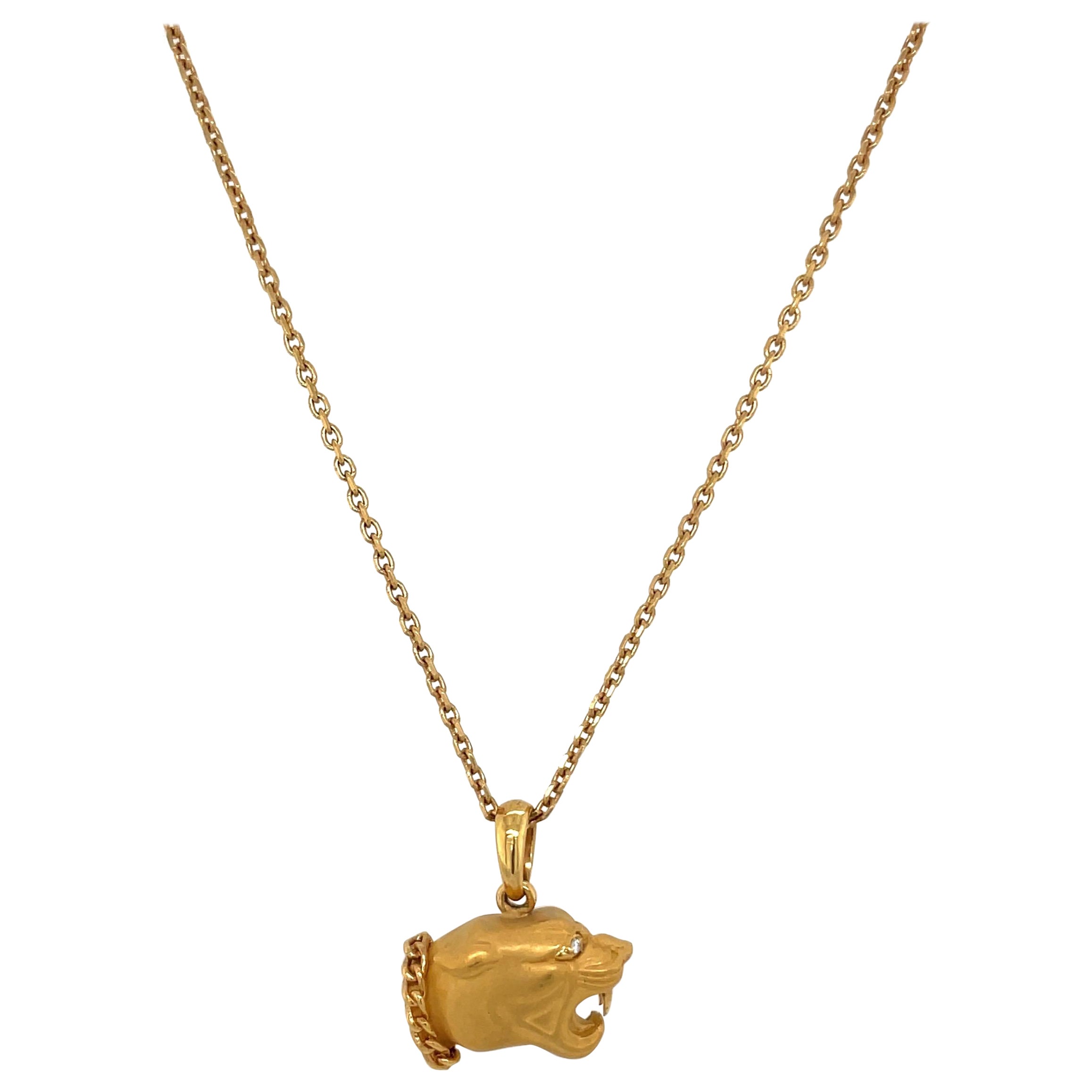 Carrera Y Carrera 18KT Yellow Gold Panther Necklace For Sale