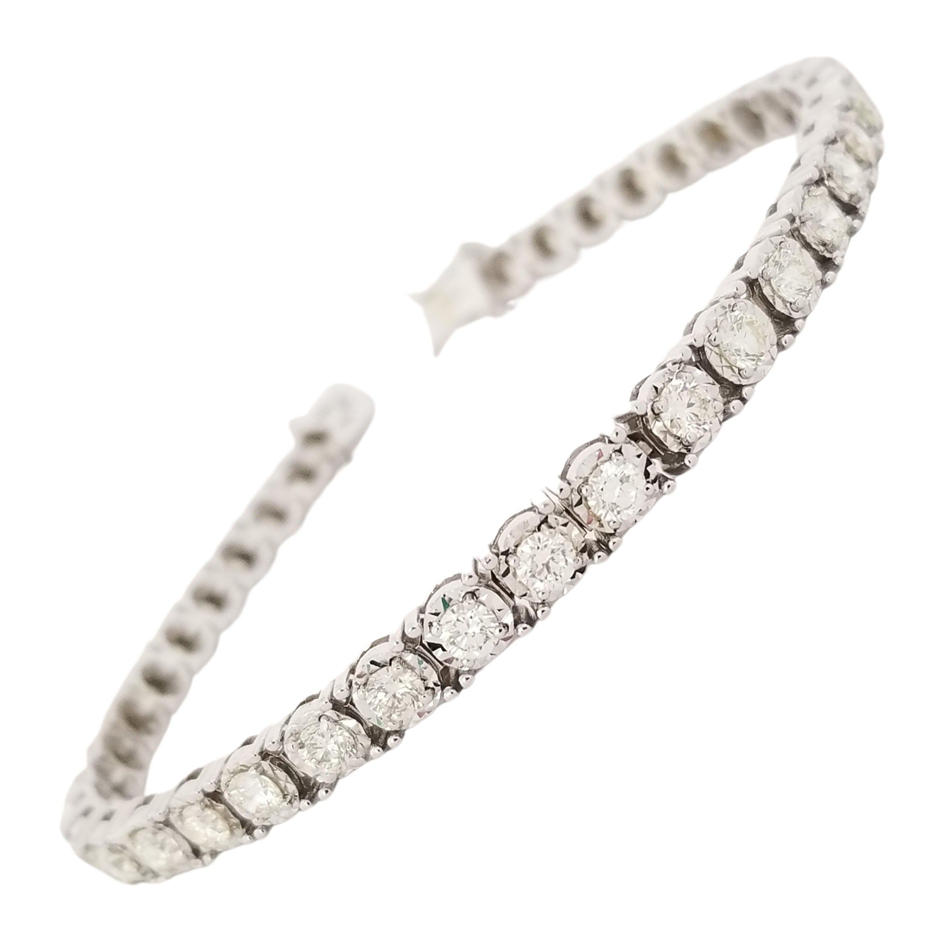 3.85 Carats Diamond Cut Miracle Set Tennis Bracelet 14 Karat White Gold