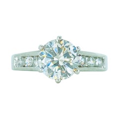 Vintage GIA Certified 1.39 Carat Diamonds Engagement Ring 14k White Gold