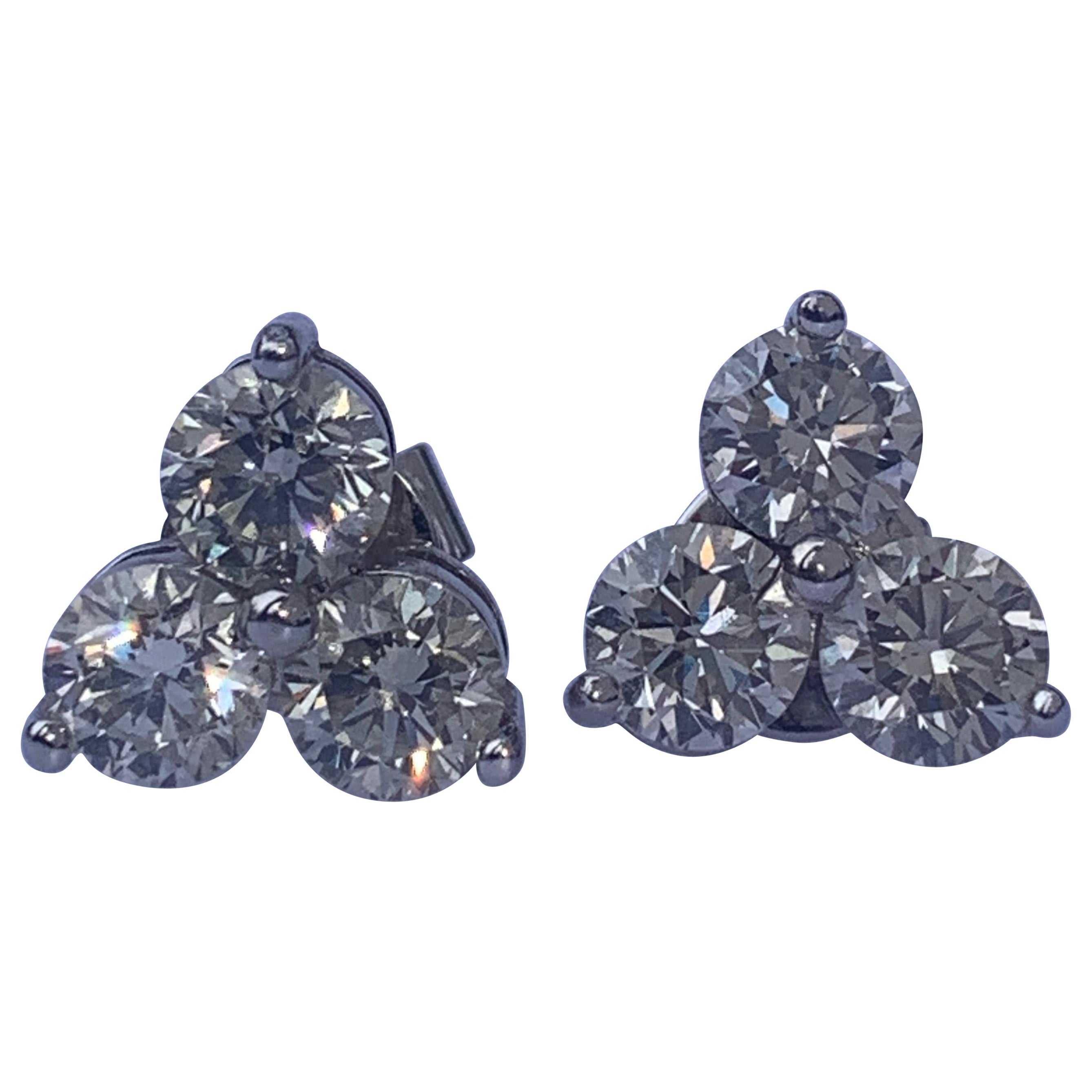 2.40 carat white diamond Ear studs