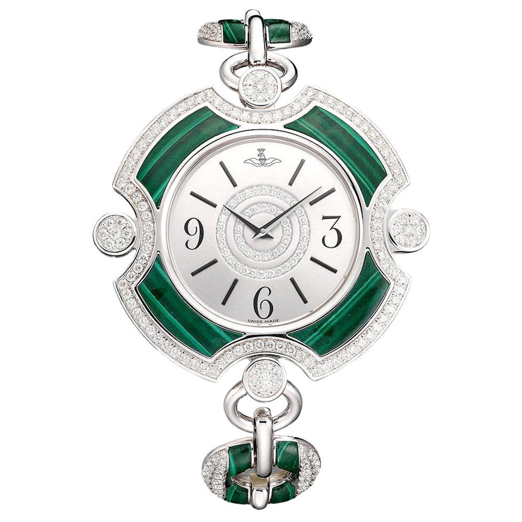 Malachite & Diamond Watch For Sale