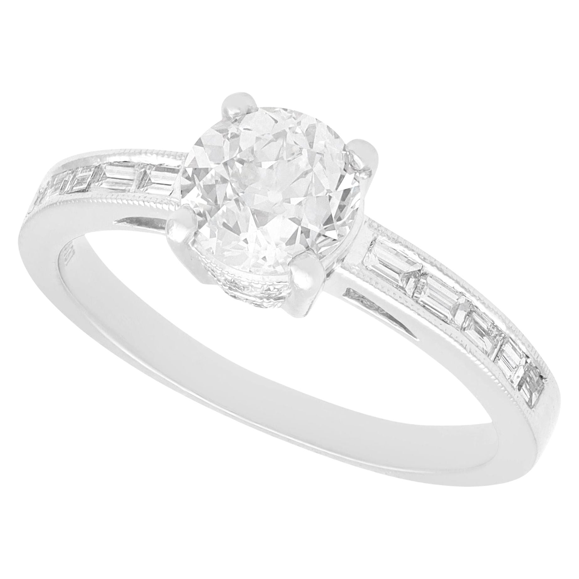 1.78 Carat Diamond and Platinum Solitaire Ring For Sale