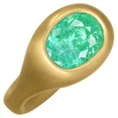 3,95 Karat Neonfarbener Paraiba-Turmalin 22k Gold Einzigartiger Gussring, Lola Brooks