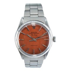 Rolex Steel Oyster Perpetual Air King with Custom Orange Dial, Early 1970's