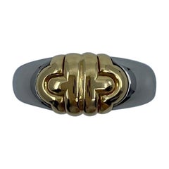 Bvlgari Parentesi Tubogas 18k Gelbgold & Stahl 'Signet Style' Ring