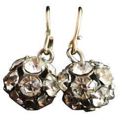 Antique Victorian Paste Globe Earrings, 9k Gold and Silver