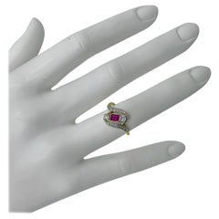 Art Deco Ruby Diamond Ring 14K Gold Antique Wedding Engagement Stacking Ring
