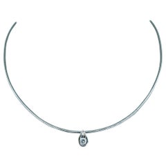 IGI Certificado 0.28 Quilates Diamante Redondo Lágrima/Perla Forma Colgante Collar Omega