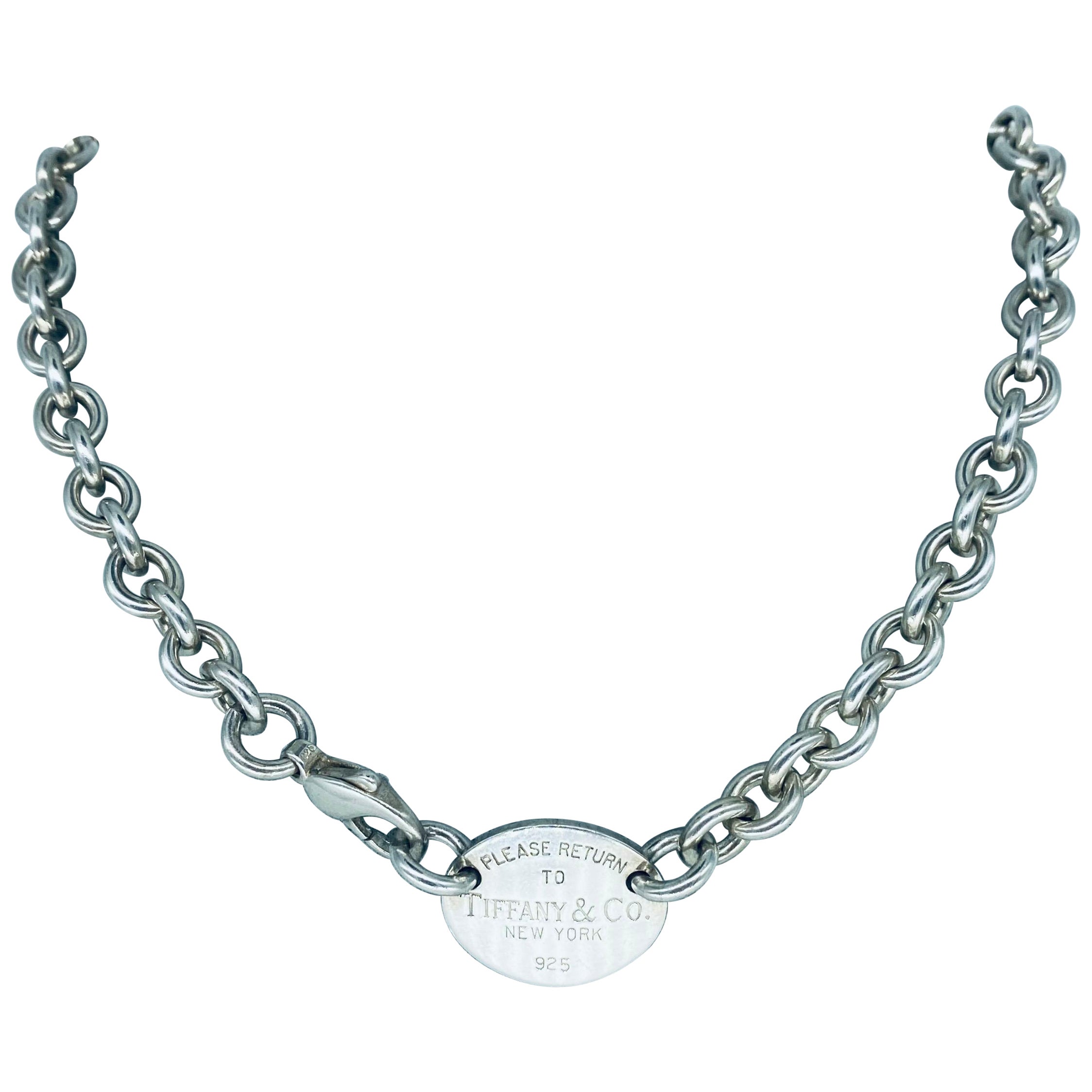 Please Return To Tiffany & Co. New York 925 Sterling Silver Choker Necklace For Sale