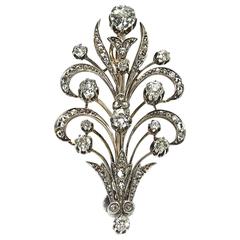 Diamond Silver Gold Flower Brooch 7