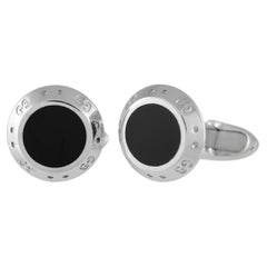 Gucci 18K White Gold Onyx Cufflinks