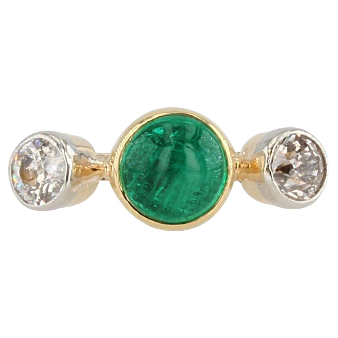 20th Century 1, 40 Carat Emerald Diamonds 18 Karat Yellow Gold Ring For Sale