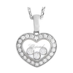Chopard, collier pendentif Happy en or blanc 18 carats avec diamants 0,35 carat