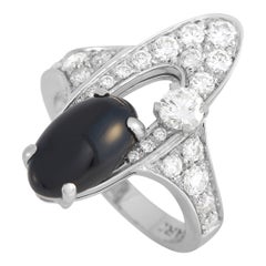 Bvlgari Elisa 18K White Gold Diamond Onyx Ring