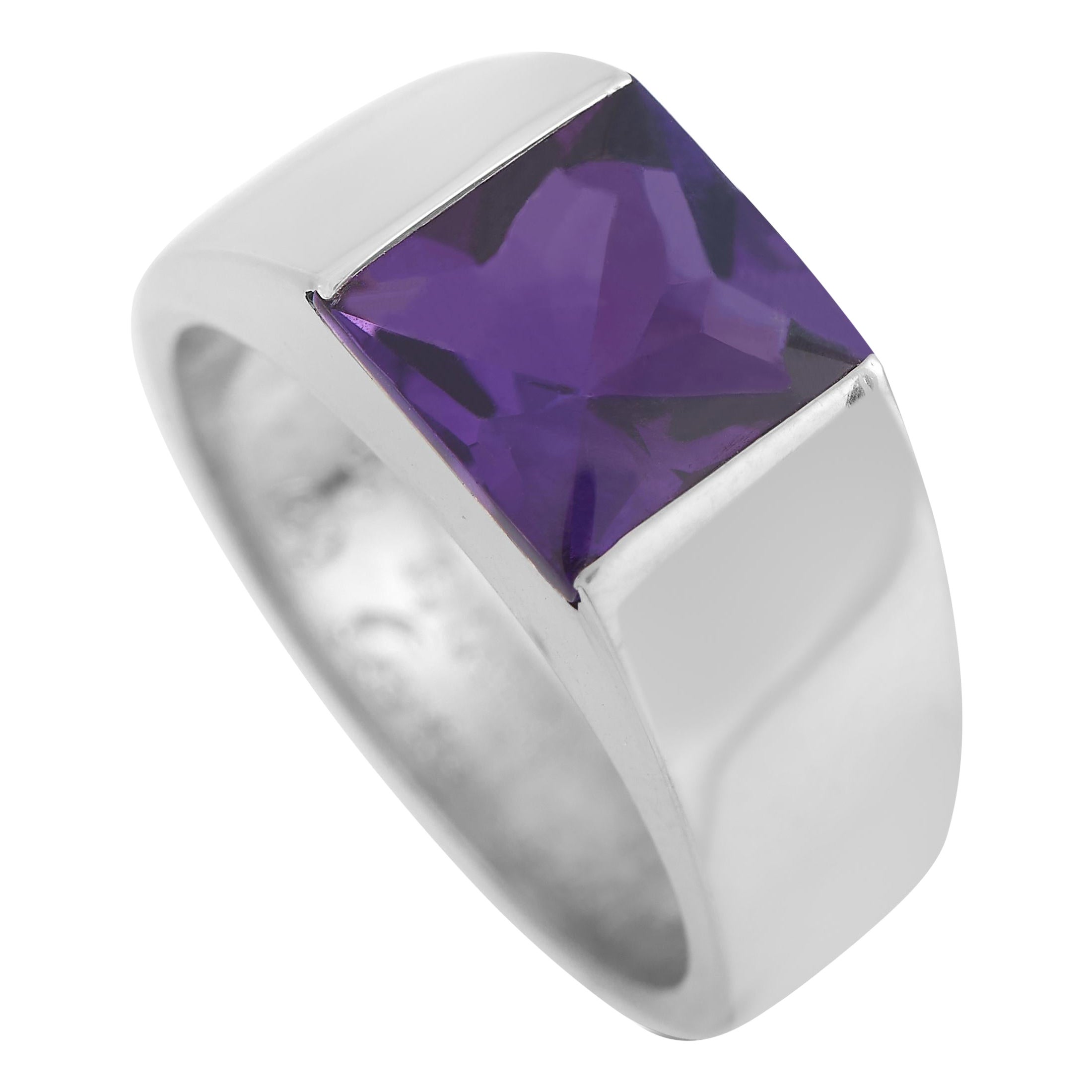 Cartier Tank 18K White Gold Amethyst Ring