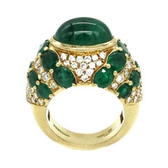 Andreoli Emerald Diamond and Gold Bombe Ring