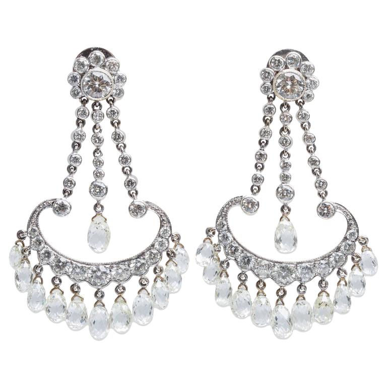 Antique Diamond Gold Chandelier Earrings For Sale at 1stdibs