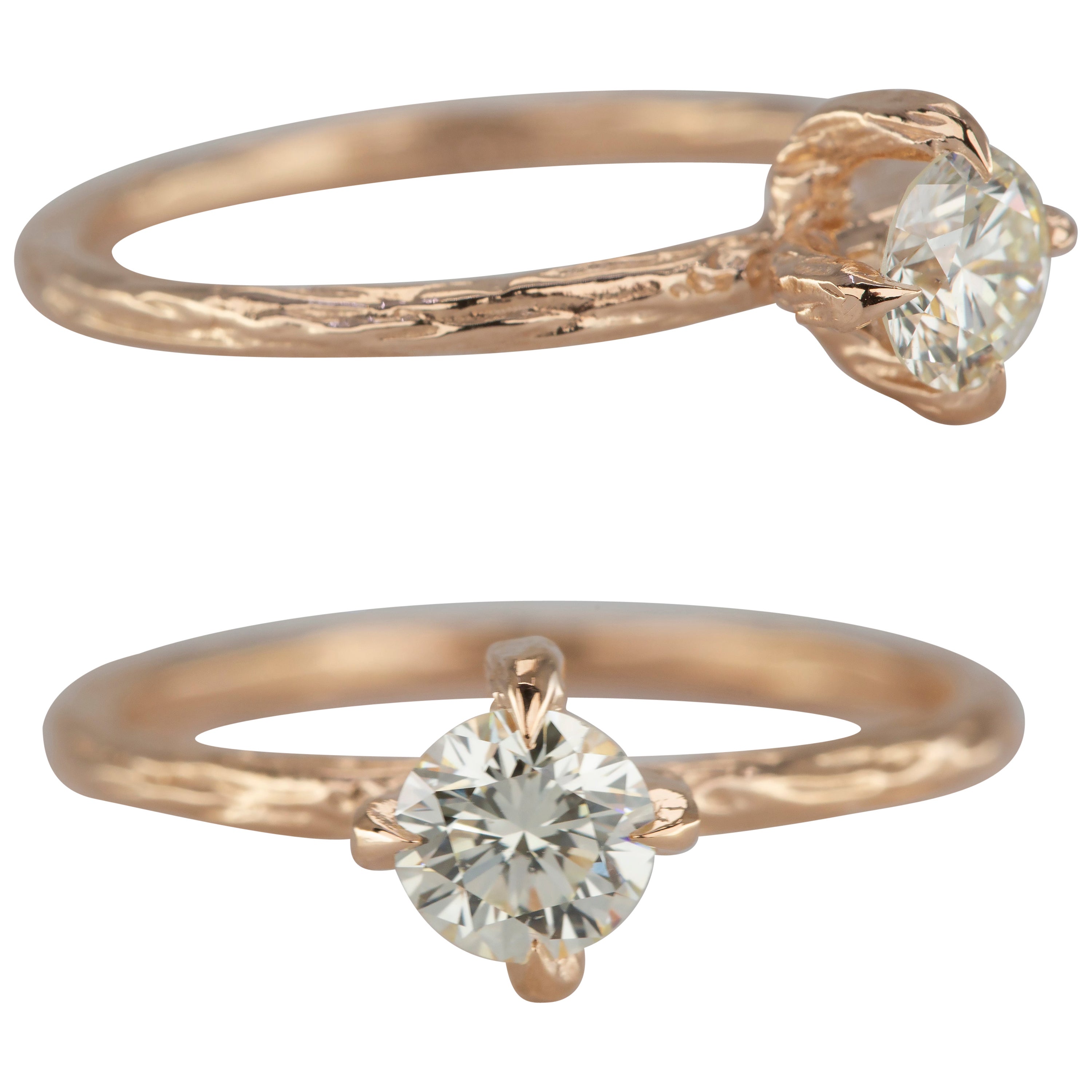 For Sale:  14K Twig Shaped GIA-HRD-IDL Certified 0.52 Ct Diamond Engagement Solitaire Ring