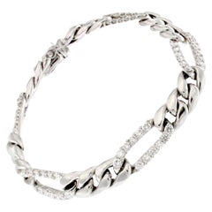 Classic Chain Bracelet in White Gold and White Diamond 18 Karat