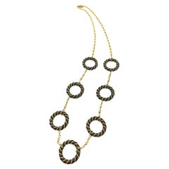 Elegante collana in oro giallo opaco 18k con A Link in ebano