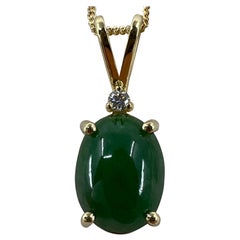 GIA Certified 4.93ct Untreated Jadeite Jade A Grade 18k Yellow Gold Pendant