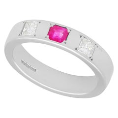 Diamond and Ruby 18K White Gold Band Ring