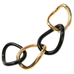 Bracelet in Big Groumette Links in 18k Rose Gold and Ebony