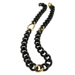 18 Karat Yellow Gold and Ebony Groumette Link Necklace