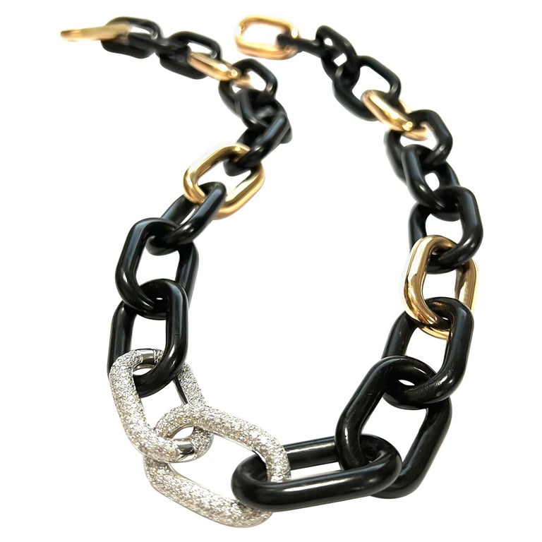 Chain Link Necklace with Mixed Rose Gold, Ebony, White Gold and ...