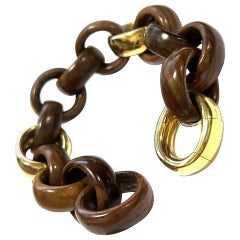 18 Karat Yellow Gold and Palissander Link Bracelet
