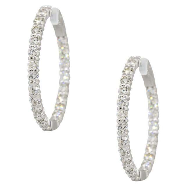 13.47 Carat Diamond Hoop Earrings For Sale at 1stDibs
