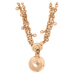 de GRISOGONO Round Brilliant Cut Diamond Boule Charm Pendant Necklace Rose Gold