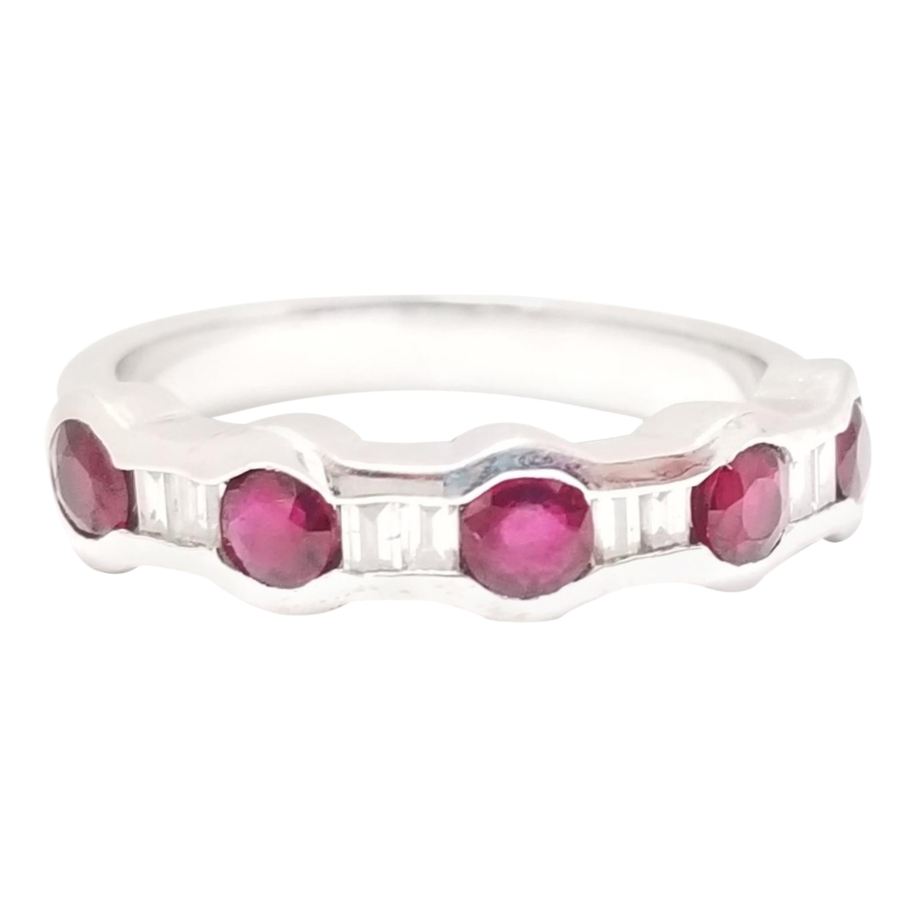 Elegant Ruby Diamond Ring 18 Karat White Gold