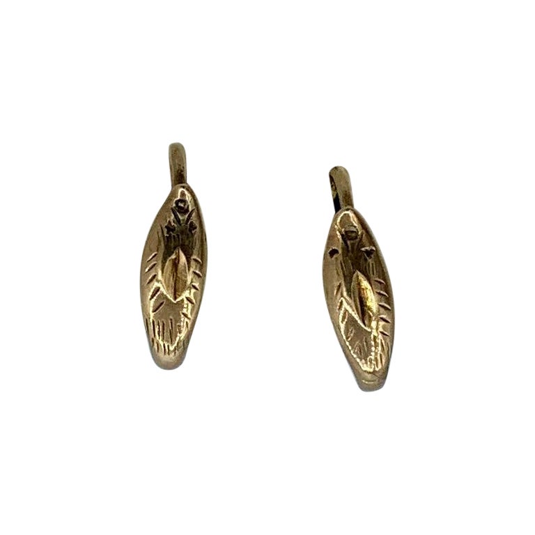 Snake Earrings Victorian 14 Karat Gold Etruscan Revival Hoop Earrings